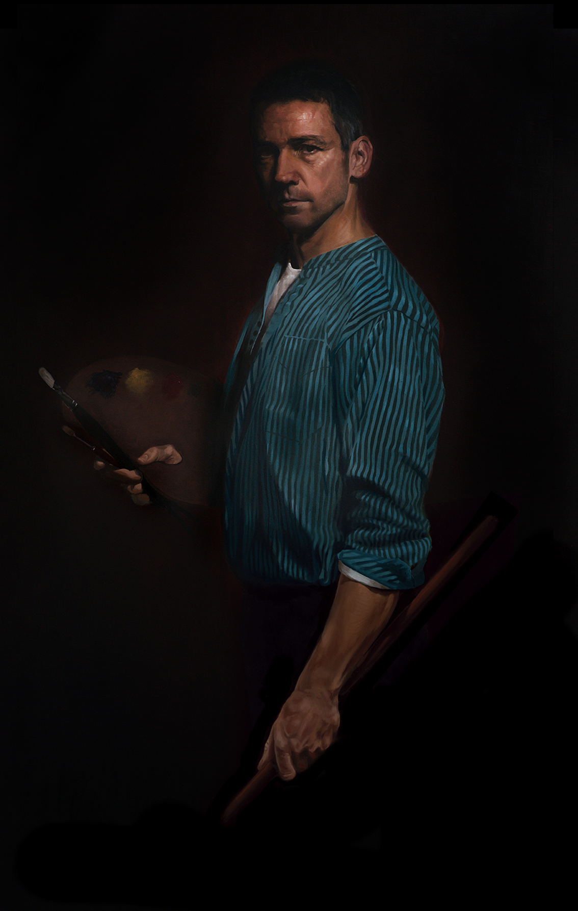 Selfportrait of the artist in oil paint
